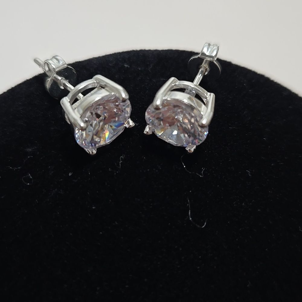 Silver Gemstone Stud Earrings - image 3
